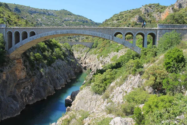 Pont Diable Herault Gorges Nad Rzeką Herault Regionie Occitanie Francji — Zdjęcie stockowe