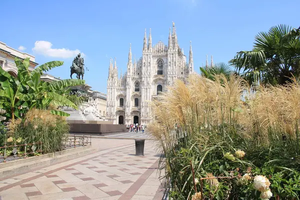 Удивительный Миланский Кафедральный Собор Самый Большой Готический Собор Мире Галерея — стоковое фото
