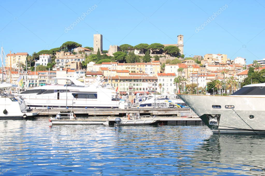 The Old city and harbor of Cannes, French Riviera, France
