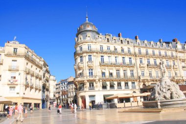 Montpellier komedi Meydanı ve üç graces çeşmesinin, Hérault, Fransa