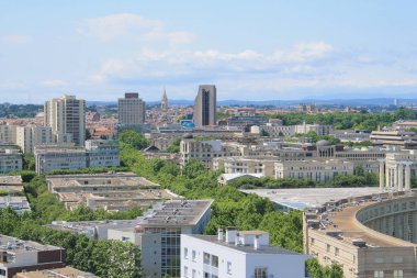 Montpellier şehri üzerinde güzel hava manzarası, Herault, Fransa