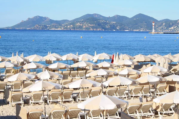 Cannes Croisette Praia Longo Orla Costeira French Riviera França — Fotografia de Stock