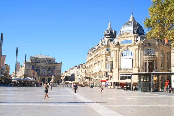 Praça Comédia Montpellier Suas Três Graças Fonte Herault França — Fotografia de Stock