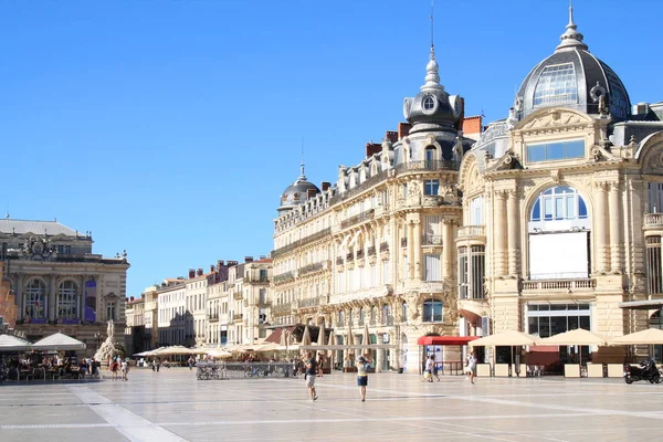 Montpellier komedi Meydanı ve üç graces çeşmesinin, Hérault, Fransa