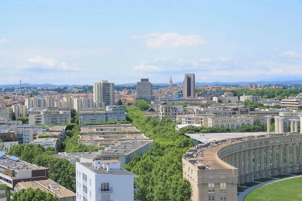 Montpellier şehri üzerinde güzel hava manzarası, Herault, Fransa