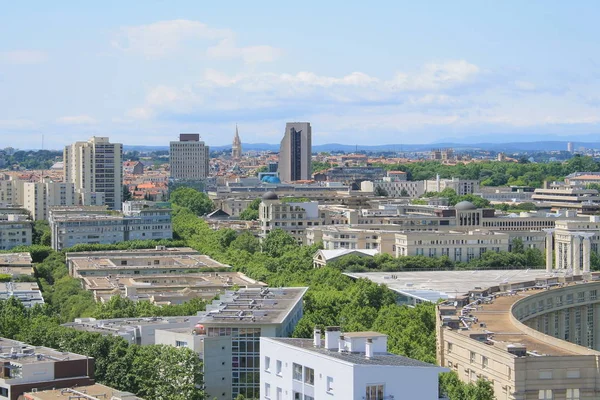 Montpellier şehri üzerinde güzel hava manzarası, Herault, Fransa