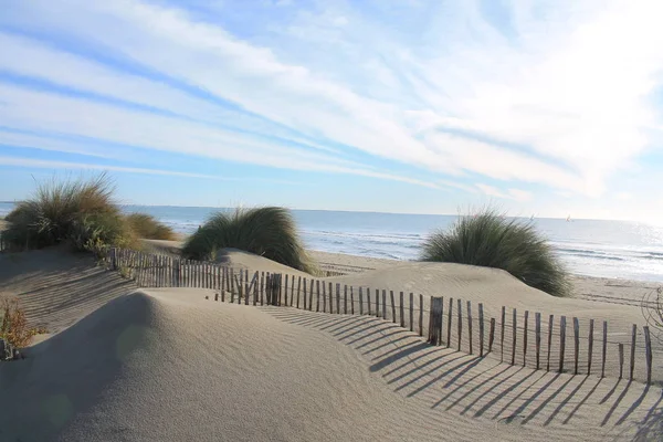 Playa Natural Salvaje Con Una Hermosa Vasta Zona Dunas Región — Foto de Stock