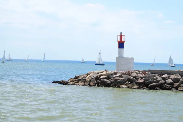 Barca Vela Nel Mar Mediterraneo Francia — Foto Stock