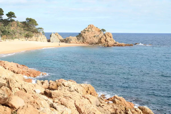 Incrível Praia Areia Mar Menuda Tossa Mar Costa Brava Catalunha — Fotografia de Stock