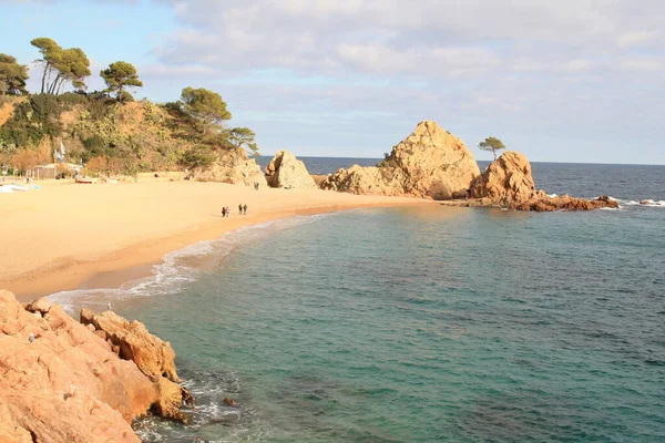 Wspaniała Piaszczysta Plaża Mar Menuda Tossa Mar Costa Brava Katalonia — Zdjęcie stockowe