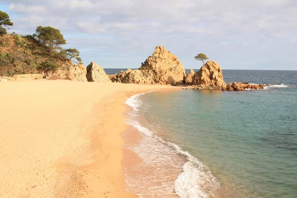 Den Fantastiska Sandstranden Mar Menuda Tossa Mar Costa Brava Katalonien — Stockfoto