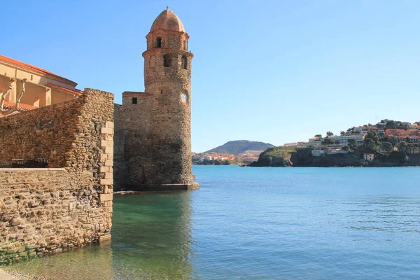 Famosa Città Collioure Piedi Dei Pirenei Situata Vermeille Costa Ultimo — Foto Stock