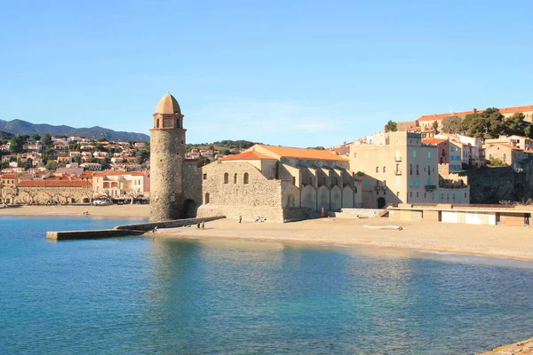 Beroemde Stad Collioure Aan Voet Van Pyreneeën Gelegen Aan Kust — Stockfoto