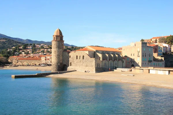 Famous Town Collioure Foothills Pyrenees Located Vermeille Coast Last Stretch — Stock Photo, Image