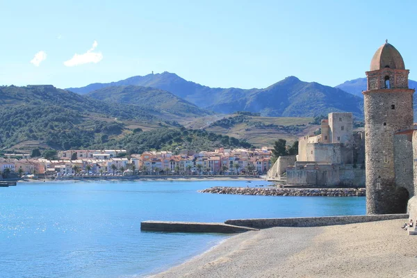 Famosa Città Collioure Piedi Dei Pirenei Situata Vermeille Costa Ultimo — Foto Stock