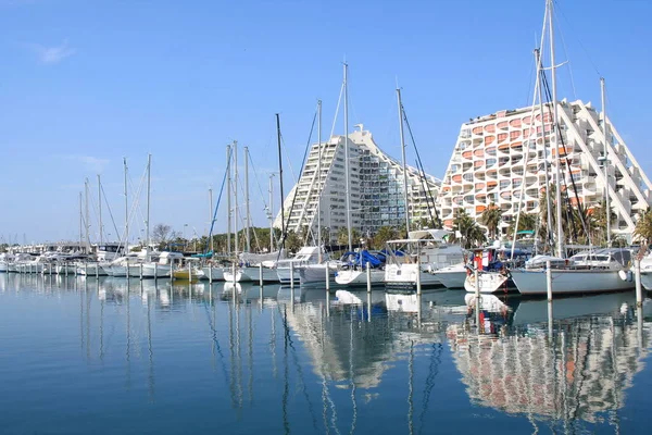 Puerto Deportivo Grande Motte Herault Balneario Costa Languedoc Centro Ocio — Foto de Stock