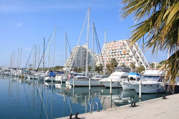 Puerto Deportivo Grande Motte Herault Balneario Costa Languedoc Centro Ocio — Foto de Stock