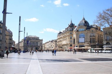 Komedi meydanda Montpellier, onun opera ve üç graces çeşme, Fransa