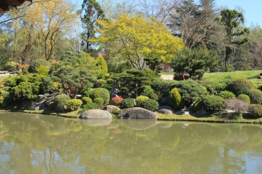 Toulouse 'daki güzel Japon bahçesi, Fransa' nın pembe şehri ve sanat ve tarih şehri, Fransa