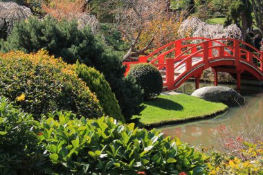 Toulouse 'daki güzel Japon bahçesi, Fransa' nın pembe şehri ve sanat ve tarih şehri, Fransa