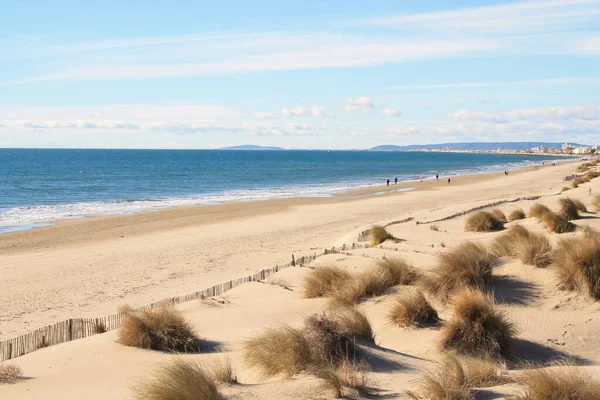 Playa Natural Salvaje Con Una Hermosa Vasta Zona Dunas Región Imagen de stock