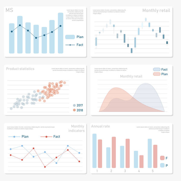 Векторный набор с различными графиками. Финансовая инфографика на белом фоне
.