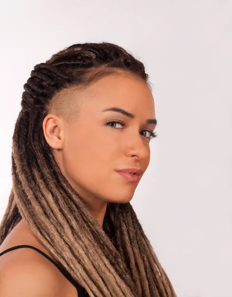 Portrait of a girl with African braids — Stock Image Portrait of a girl with African braids Royalty Free Stock Images
