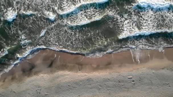 Drone Антена Кадри Гуркіт Хвиль Захід Сонця Потрапивши Пляжі Синеморець — стокове відео