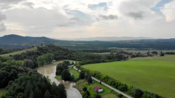 Vista Aérea Belo Lago Bulgária Pôr Sol — Vídeo de Stock