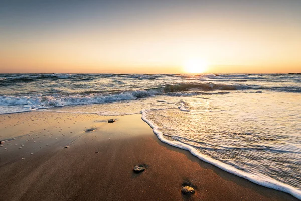 Wellen Bei Sonnenuntergang Mittelmeer — Stockfoto