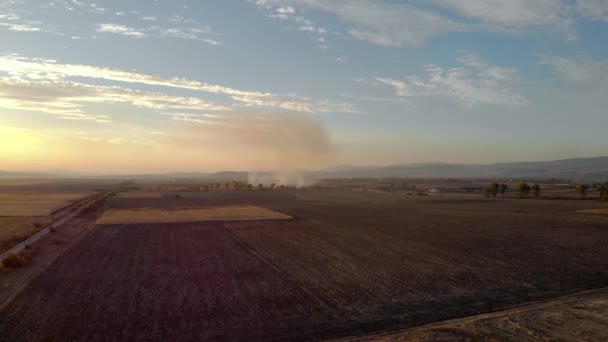 Vista Aérea Fogo Área Agrícola Bulgária — Vídeo de Stock