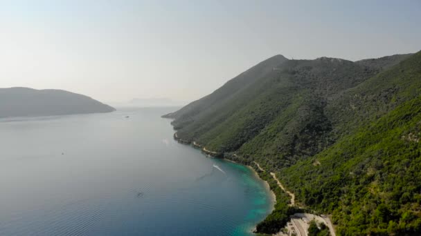 Pandangan Udara Garis Pantai Desimi Semenanjung Yunani — Stok Video