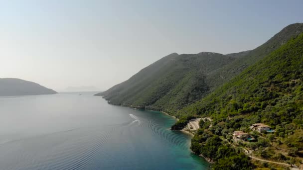 Αεροφωτογραφία Της Ακτογραμμής Της Χερσονήσου Δεσίμι Ελλάδα — Αρχείο Βίντεο
