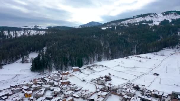 Vista Aérea Cidade Histórica Koprivshtitsa Região Sófia Bulgária Inverno — Vídeo de Stock