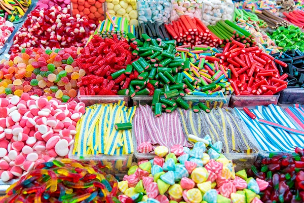 Cukrárna Trhu Carmel Tel Avivu Izrael Barevné Gumové Kapky Bonbóny — Stock fotografie