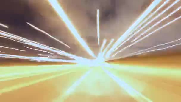 Tijd verstrijken van een auto rijden in Night Freeway — Stockvideo