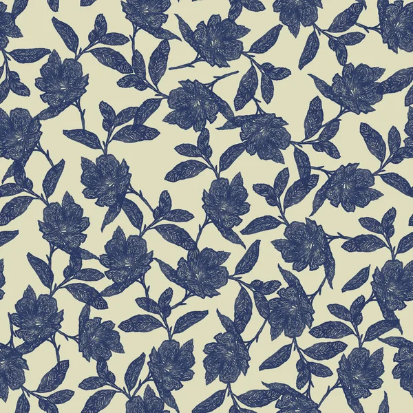 blue flower line art seamless pattern design, fashion floral print, yellow background, vintage flower, retro pattern, print ink, vintage dress pattern