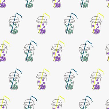 Vektör el çizimi servis içeceği çizimi kusursuz desen