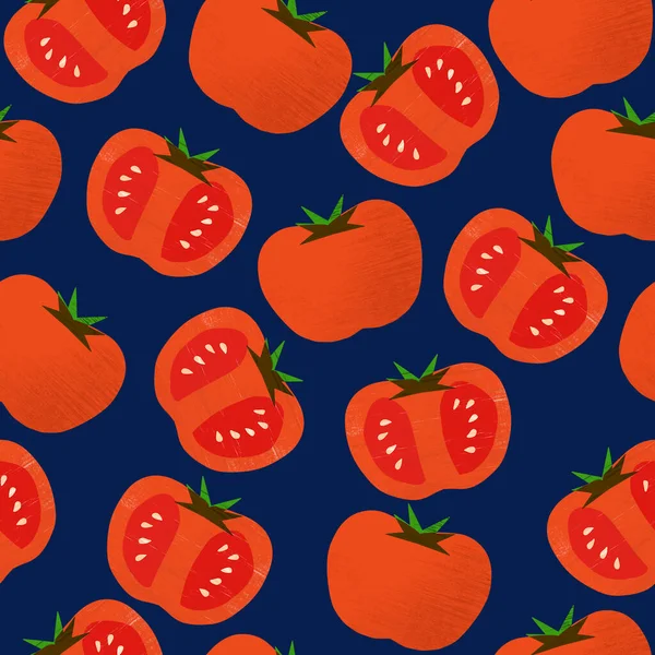 Handgezeichnete Tomaten Illustration Nahtlose Wiederholung Des Musters — Stockfoto