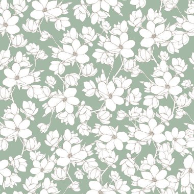 El yapımı manolya çiçekli, dikişsiz desen