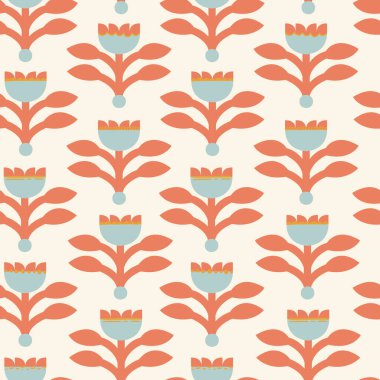 Retro tarzı düz çiçek pürüzsüz tekrar deseni