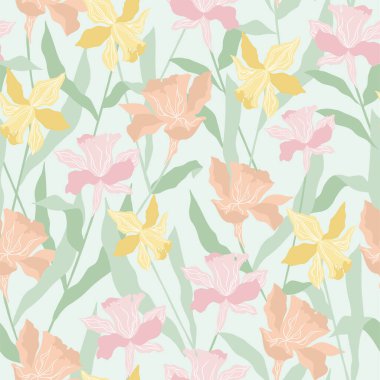 Donanma arkaplanlı retro tarzı çiçek pürüzsüz tekrarlama deseni