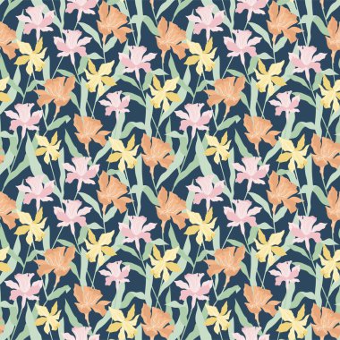 modern stil pastel renk çiçek pürüzsüz desen