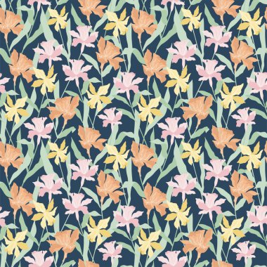 modern stil pastel renk çiçek pürüzsüz desen