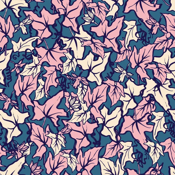 boyanmış el çizimi tırmanış asmaları yaprakları pürüzsüz tekrar desen