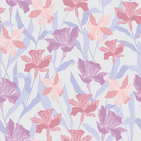 Style Moderne Couleur Pastel Fleur Motif Sans Couture — Image vectorielle