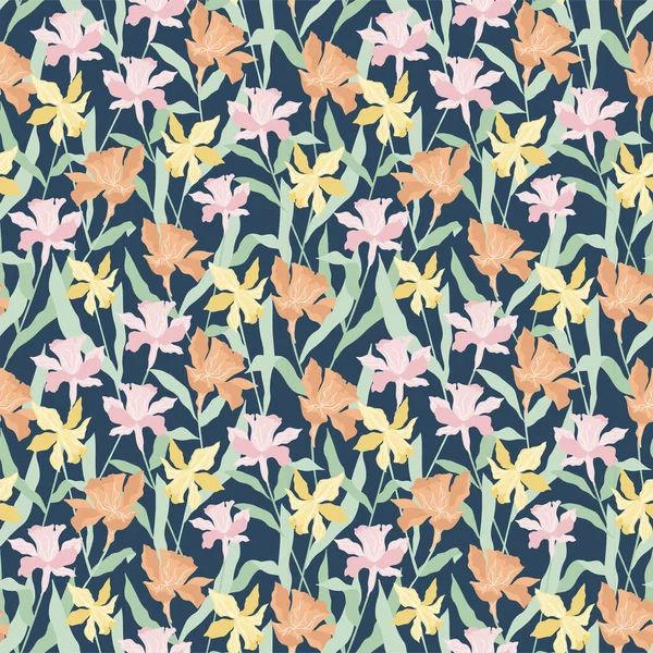 Style Moderne Couleur Pastel Fleur Motif Sans Couture — Image vectorielle