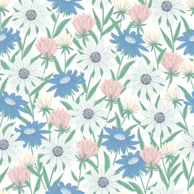 Elle çizilmiş kozmos çiçeği pürüzsüz tekrar deseni