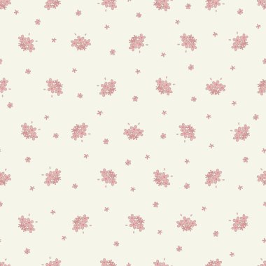 Vektör pembe küçük çiçek illüstrasyon motifi pürüzsüz tekrarlama deseni