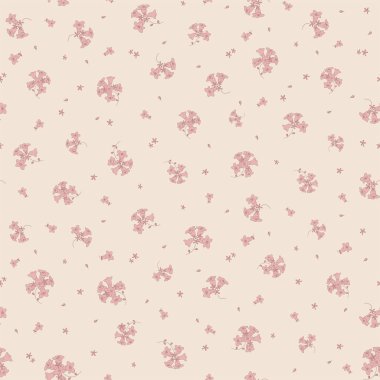Vektör retro pembe çiçek illüstrasyon motifi kusursuz tekrarlama deseni